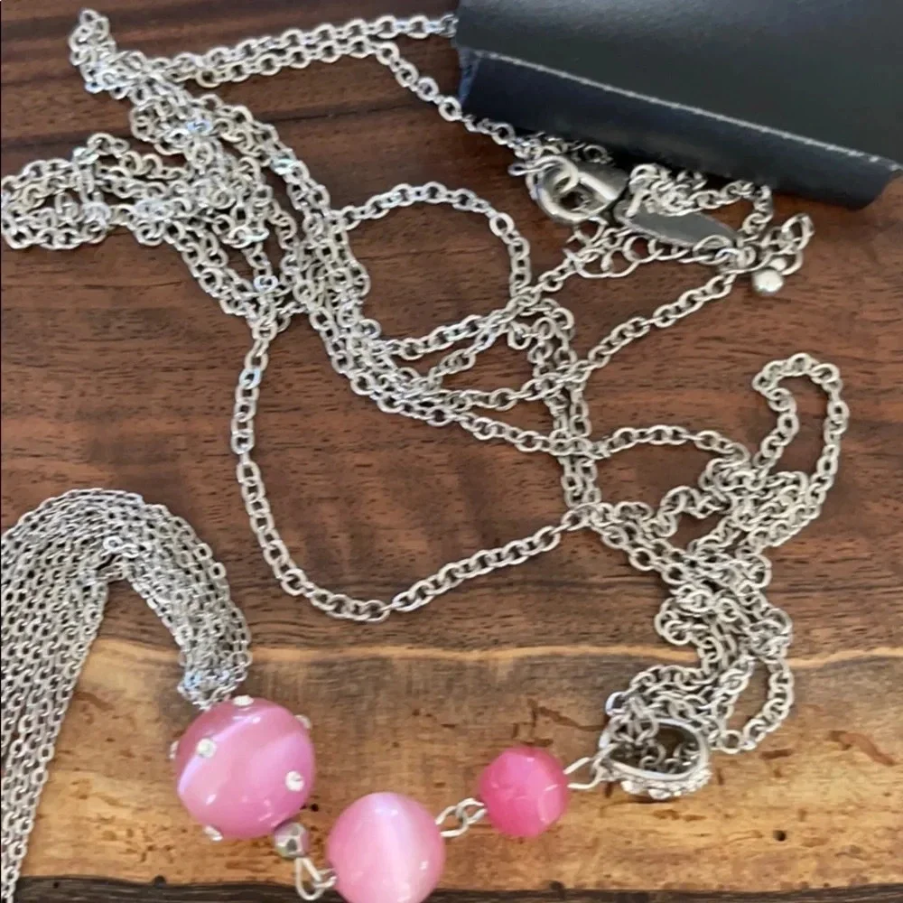 3x$25 ❤️ New York & Co Long Double Chain Necklace Pink ❤️